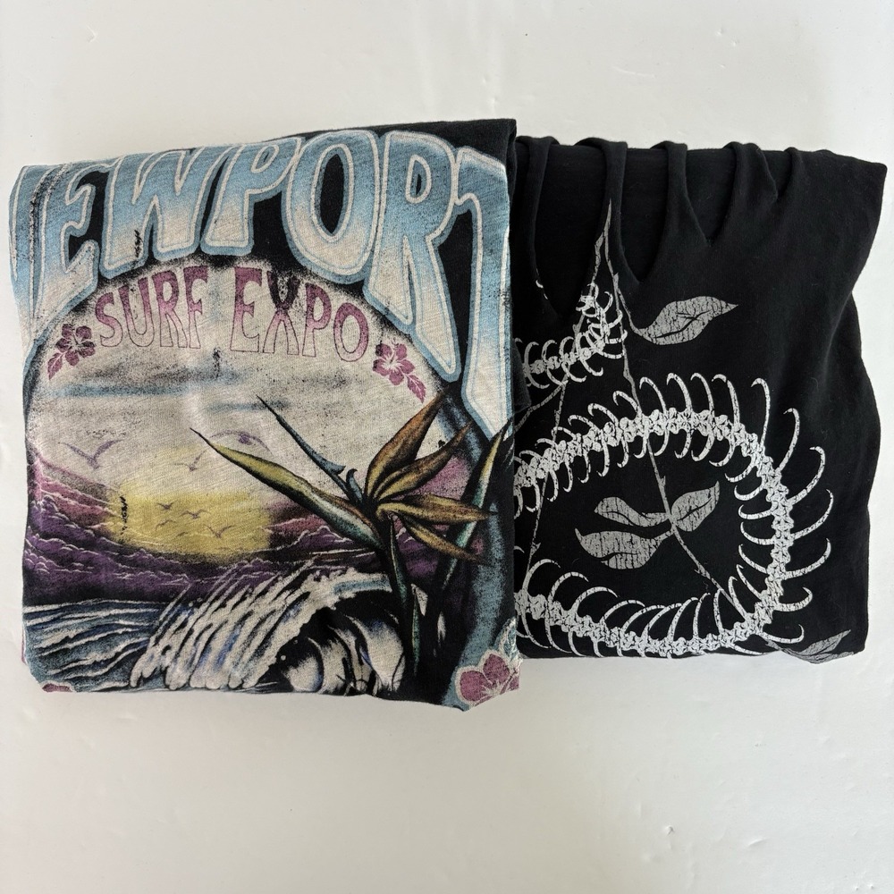 Torrid Women's‎ 2 Black Cotton Surf Snake Graphic Print Casual Shirts Lot of 2